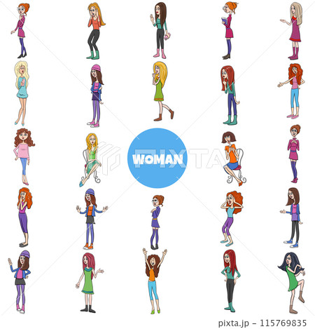 cartoon women and girls female characters big set 115769835