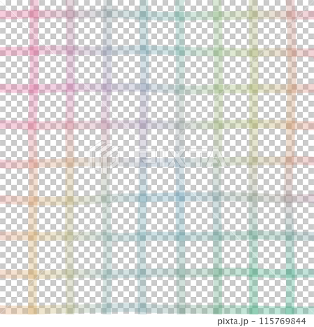 Rainbow Colorful Plaid Gingham Check Hand Drawn Background Overlay 115769844