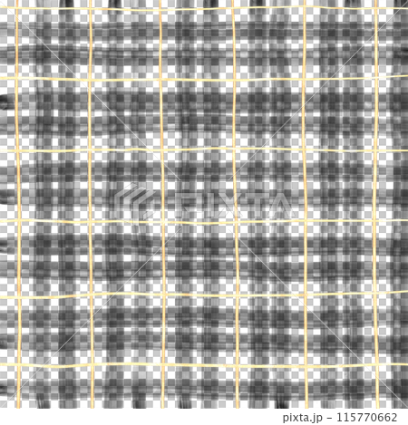 Black Gold Plaid Gingham Check Hand Drawn Background Overlay 115770662