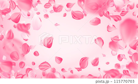 Delicate pink swirl of rose petals. Realistic spiral flow petals Delicate pink swirl of rose petals. Realistic spiral flow petals 115770703