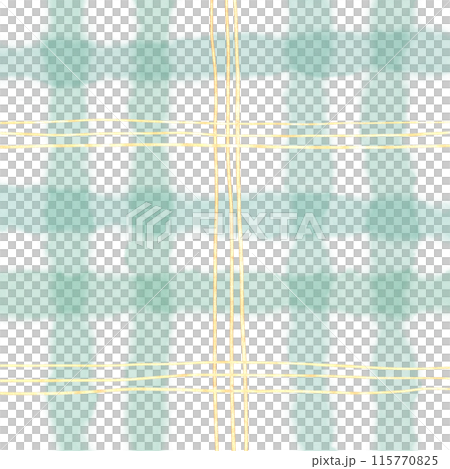 Gold Green Plaid Gingham Check Hand Drawn Background Overlay 115770825