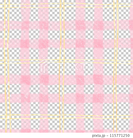 Gold Pink Plaid Gingham Check Hand Drawn Background 115771250