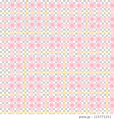 Gold Pink Plaid Gingham Check Hand Drawn Background 115771251