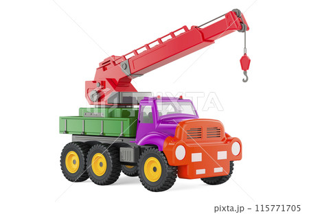 Crane Truck Toy, 3D rendering Crane Truck Toy, 3D rendering 115771705