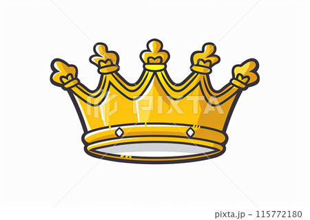A golden crown adorned with colorful gemstones set against a white backdrop 115772180