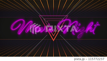 Image of movie night text over triangles and two grids 115772237