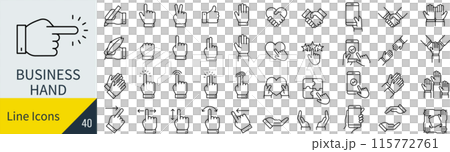 ビジネスに関する手のアイコンセット 115772761