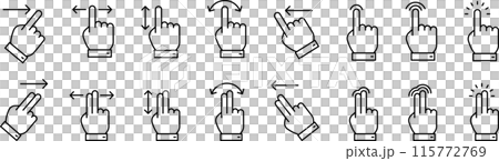 Hand sign line icon set 115772769