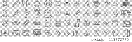 医療に関する線画アイコンセット 医療に関する線画アイコンセット 115772770