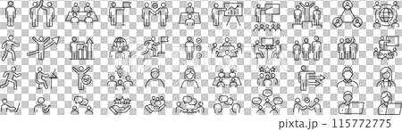 Set of line drawing pictograms about business 115772775