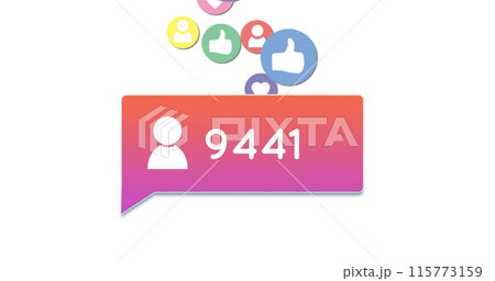 Digital image of social media icons and increasing numbers 4k Digital image of social media icons and increasing numbers 4k 115773159