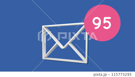 Digitally generated image of numbers increasing in pink circle attached to a digital envelope 4k Digitally generated image of numbers increasing in pink circle attached to a digital envelope 4k 115773295