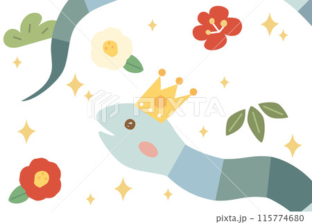 2025年の巳年の年賀状に使えるイラストのカード 2025年の巳年の年賀状に使えるイラストのカード 115774680