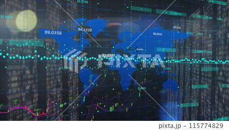 Image of data processing over world map 115774829