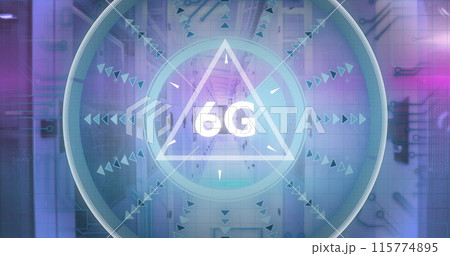 Image of scope scanning with data processing over server room 115774895