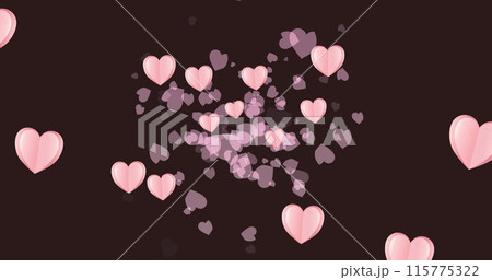 Image of multiple pink hearts on black background Image of multiple pink hearts on black background 115775322