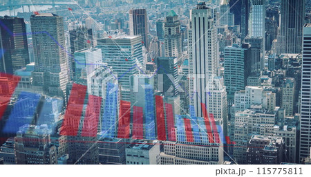 Image of financial data processing over cityscape 115775811