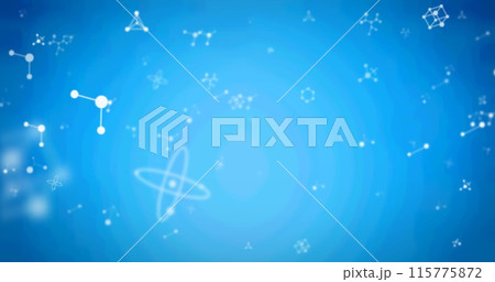 Image of white molecules floating on blue background 115775872