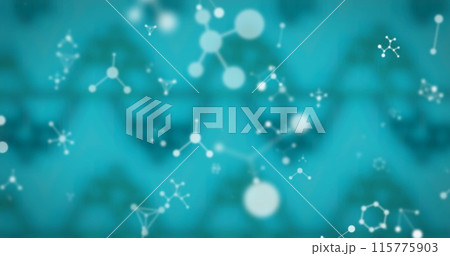 Image of white molecules floating on blue background 115775903