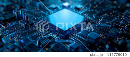 Inner system of highly powerful technology with microchips representing futuristic technology Inner system of highly powerful technology with microchips representing futuristic technology 115776010