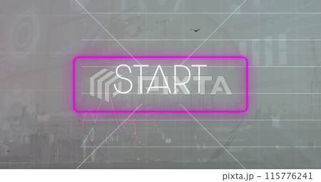Image of illuminated rectangle, graphs with changing numbers and globe over city Image of illuminated rectangle, graphs with changing numbers and globe over city 115776241
