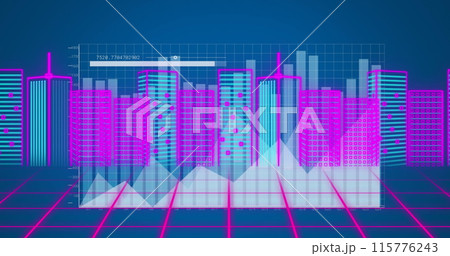 Image of data processing over 3d cityscape Image of data processing over 3d cityscape 115776243