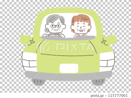 兩位高級女性開車外出插畫 兩位高級女性開車外出插畫 115777001