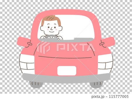 Illustration of a man commuting by car Illustration of a man commuting by car 115777005