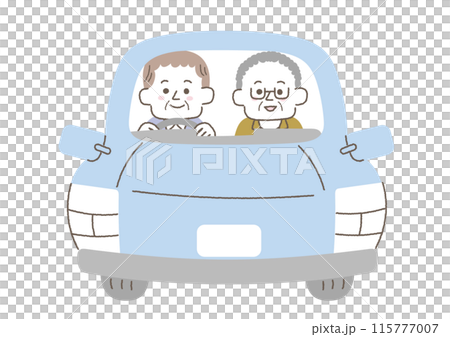 兩個老人開車出去的插畫 115777007