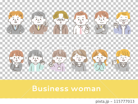 Set of various expressions and poses of business people (upper body) 115777013