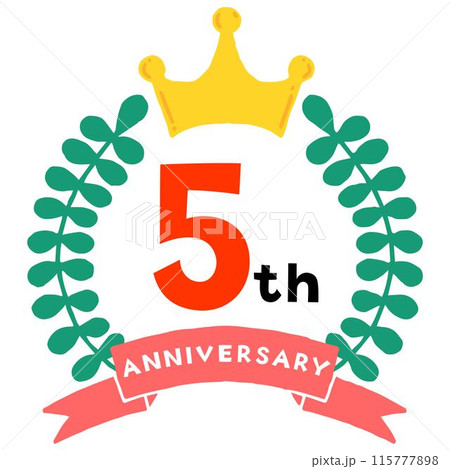 王冠とリボンの5周年記念アイコン 王冠とリボンの5周年記念アイコン 115777898