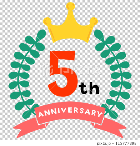 王冠とリボンの5周年記念アイコン 王冠とリボンの5周年記念アイコン 115777898