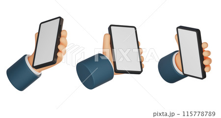 various angles hand grab mobile phone mockup 3D graphic various angles hand grab mobile phone mockup 3D graphic 115778789