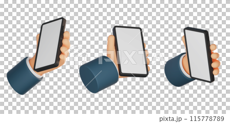 various angles hand grab mobile phone mockup 3D graphic various angles hand grab mobile phone mockup 3D graphic 115778789