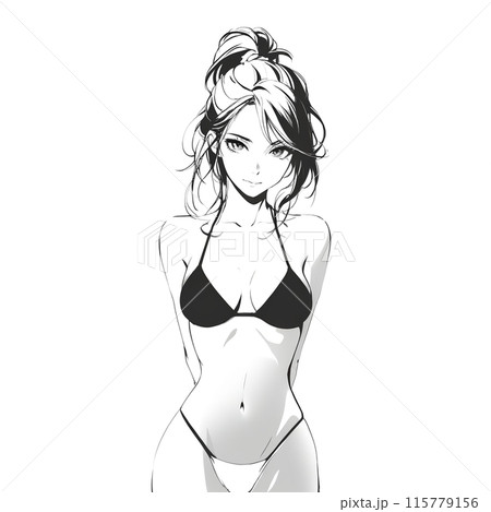 ビキニの若い女性の線画のイラスト素材 [115779156] - PIXTA