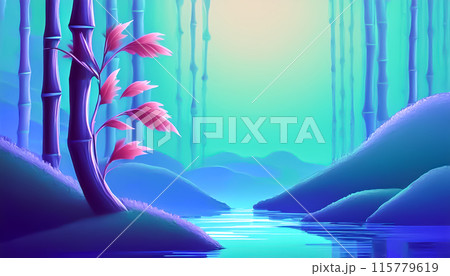 CG背景イラスト　夜の森のイメージイラスト 115779619