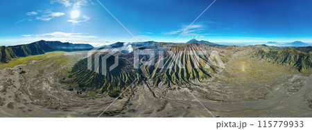 Aerial panorama view at Bromo volcanoes group 115779933