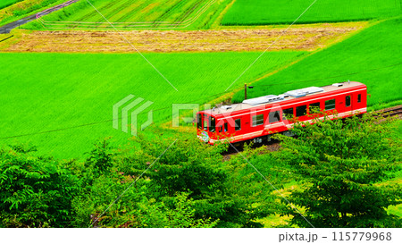 山岡町の田んぼを走る 赤い列車 山岡町の田んぼを走る 赤い列車 115779968