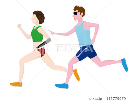 パラ陸上のユニバーサルリレーのイラスト素材です。 パラ陸上のユニバーサルリレーのイラスト素材です。 115779979