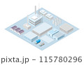 工場と物流のアイソメトリックスイラスト 115780296