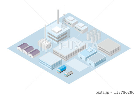 工場と物流のアイソメトリックスイラスト 115780296