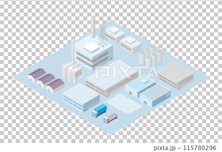 工場と物流のアイソメトリックスイラスト 115780296