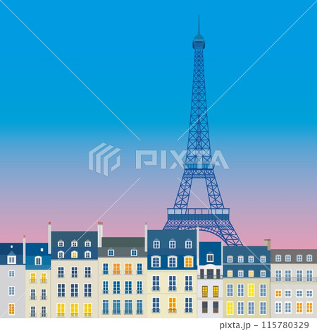エッフェル塔　tour eiffel　パリ　paris　夕暮れ 115780329