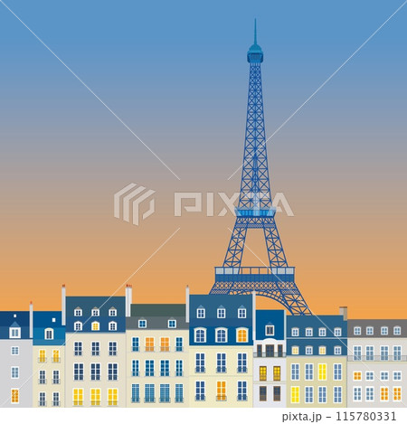 エッフェル塔 tour eiffel パリ paris 夕暮れ エッフェル塔 tour eiffel パリ paris 夕暮れ 115780331