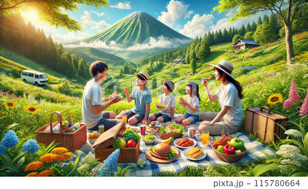 親子のピクニック 115780664