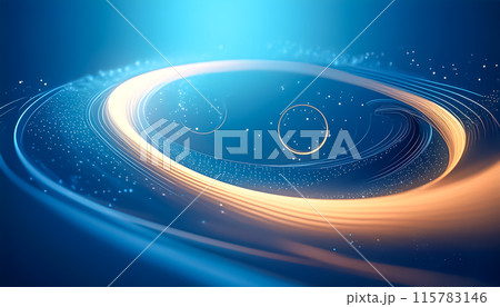 CG背景素材　金色と青色の光の輪のイメージイラスト 115783146