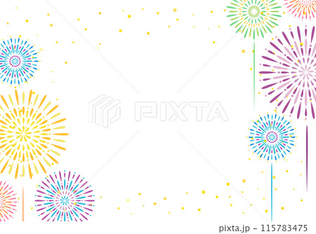 おしゃれな夏祭りの花火フレーム背景5 115783475