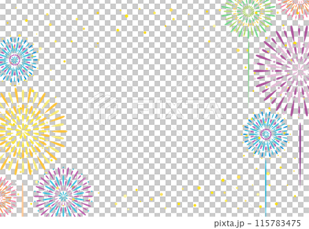 おしゃれな夏祭りの花火フレーム背景5 115783475
