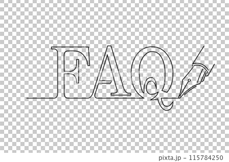 FAQ written in one stroke with a fountain pen 115784250