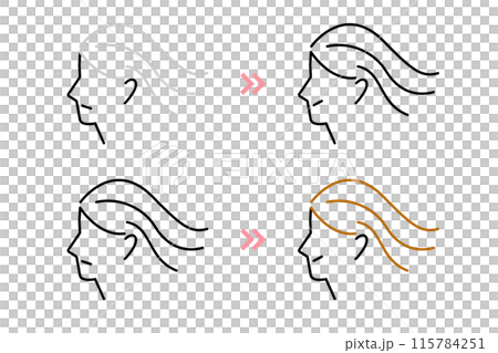 代表女性頭髮染色的圖示集 115784251